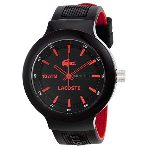 Lacoste Borneo Black Dial Black and Red Silicone Mens Watch 2010660