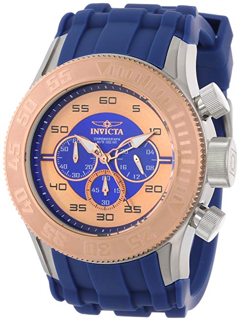 Invicta Men's 14981 Pro Diver Chronograph Blue Rose Gold Dial Blue Silicone Watch
