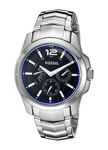 Fossil Men's Stainless Steel Blue Dial Multi-function Watch