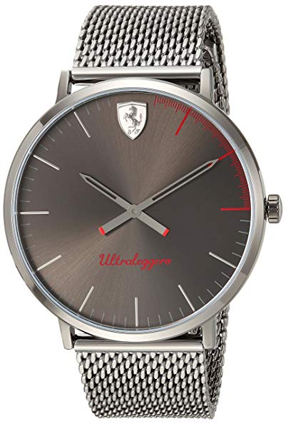 Scuderia Ferrari Men's 'ULTRALEGGERO Ultra Slim' Quartz Resin Casual Watch, Color Grey (Model: 0830406)