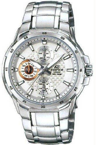Men's Stainless Steel Edifice Silver Tone Dial Two Tone Day