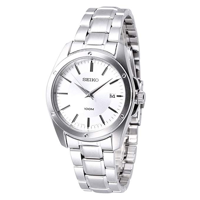 Seiko Silver Dial Stainless Steel Mens Watch SGEF75