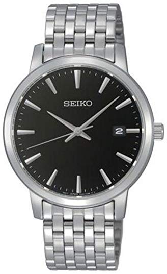 Seiko Black Dial Stainless Steel Mens Watch SGEF89