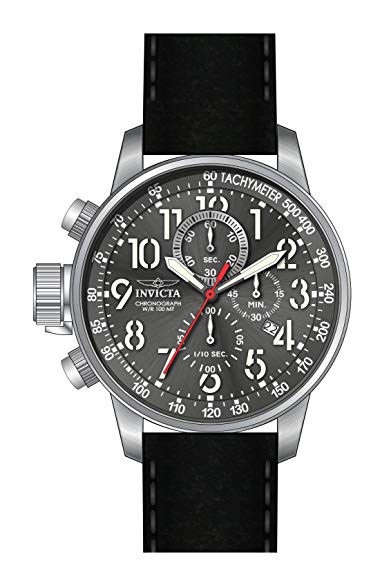 Invicta Men's 'Connection' Quartz Stainless Steel and Leather Casual Watch, Color:Black (Model: 24736)