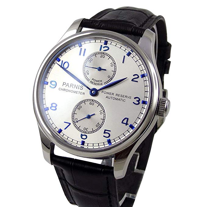 Whatswatch White Dial Seagull Movement Power Reserve Portugal Style Automatic Watch PA-0111