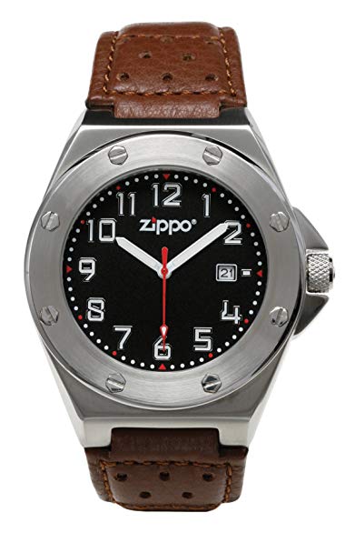 Zippo Men39;s Casual Outdoor Analog Adventure Watch - Brown Bolted Stainless Steel