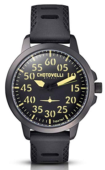 Chotovelli Aviator Men's Watch Analog display Sandwich Dial leather Strap 3300 (Black)