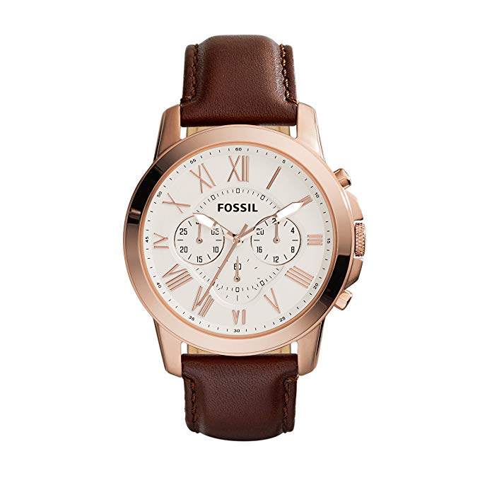 Fossil Men's FS4991 Grant Chronograph Leather Watch - Brown
