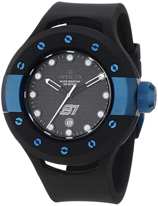 Invicta Men's 1945 S1 Black Carbon Fiber Dial Black Polyurethane Watch