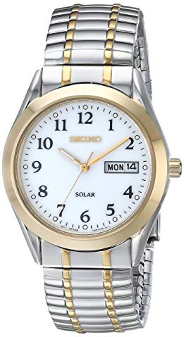 Seiko Men's SNE062 Two-Tone Solar White Dial Watch