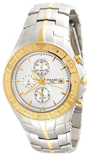 Pulsar Men's PF3824 Alarm Chronograph Silver Dial Two-Tone Watch
