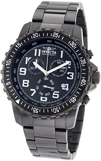 Invicta Men's 1328 Chronograph Black Dial Two-Tone Stainless-Steel Watch
