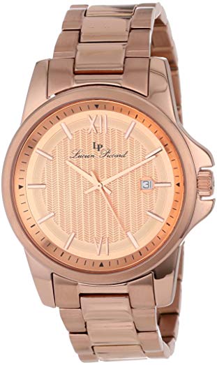 Lucien Piccard Men's 10048-RG-99 Breithorn Rose Gold Tone Textured Dial Rose Gold Ion-Plated Stainless Steel Watch