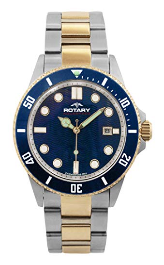 Rotary AGB00027-W-05 Mens Aquaspeed Blue Steel Gold Watch