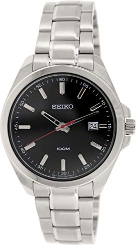 Seiko Black Dial Stainless Steel Mens Watch SUR061