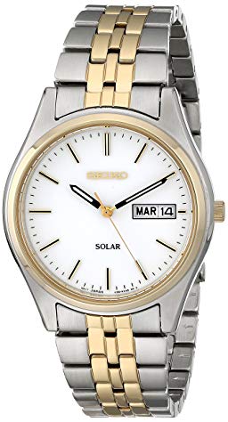 Seiko Men's Two-Tone White Dial Solar Calendar Watch