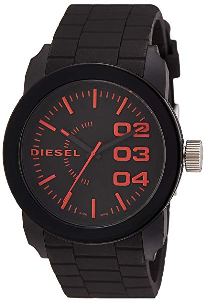 Diesel Men's 'Double Down' Quartz Stainless Steel and Silicone Casual Watch, Color:Black (Model: DZ1777)