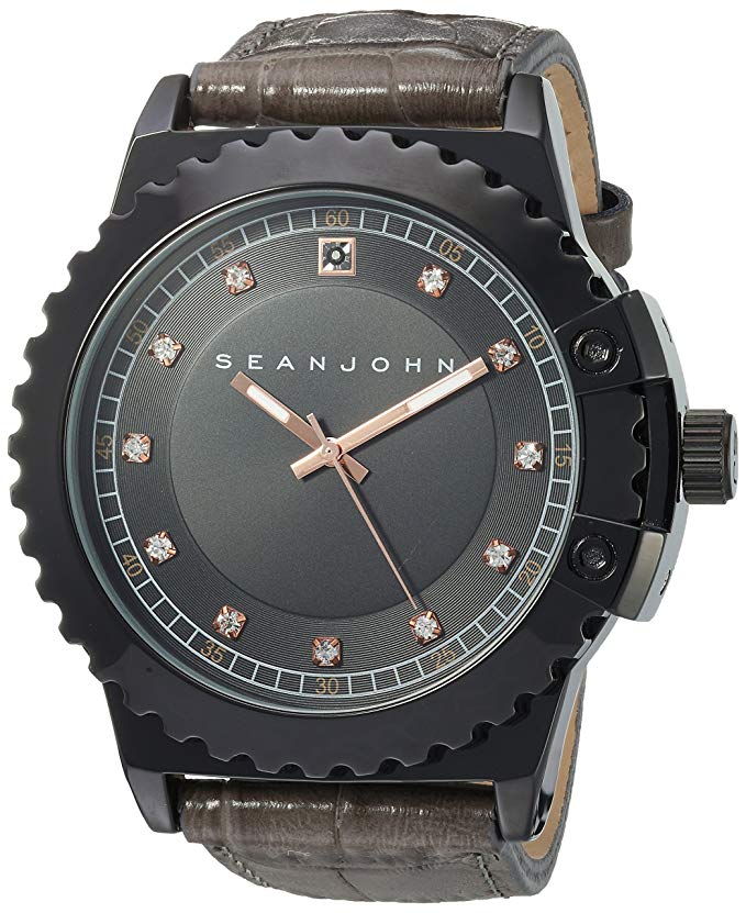 Sean John Men's 'Diamond' Quartz Metal Casual Watch, Color:Grey (Model: 10030886)