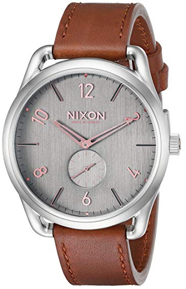Nixon Men's A4652064-00 C45 Leather Analog Display Quartz Brown Watch