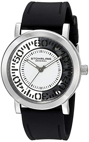 Stuhrling Original Women's 830.01 Symphony Quartz Black Silicone Strap Watch