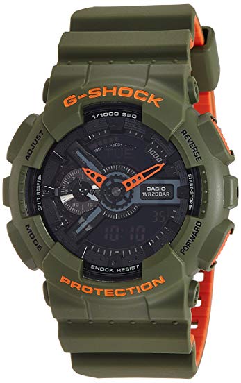 Casio Men's G Shock GA110LN-3A Green Rubber Quartz Sport Watch