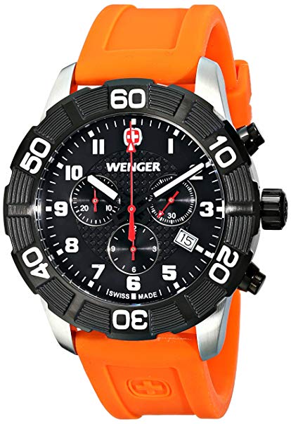 Wenger Men's 01.0853.103 Roadster Chrono Analog Display Swiss Quartz Orange Watch