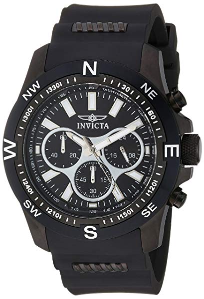 Invicta Men's 'I-Force' Quartz Stainless Steel and Silicone Casual Watch, Color:Black (Model: 22683)